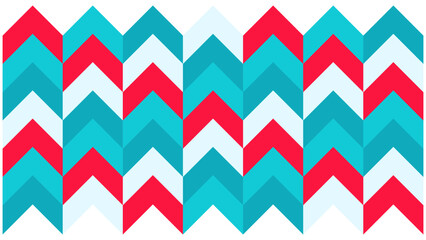 The background with a unique and attractive design pattern colored in bright turquoise blue, red, light blue and white. 
