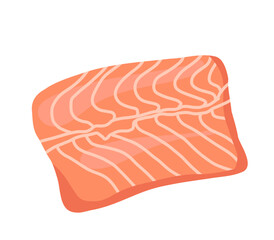 Salmon fillets. Illustration of a piece of red fish for menus, cookbooks, instagram.