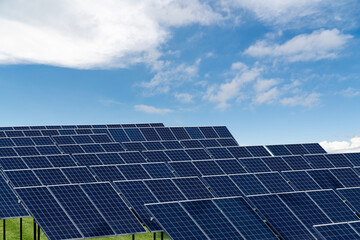Solar panels on a background of blue sky