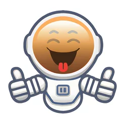 Fotobehang Emoji Astronaut lachend mit herausgestreckter Zunge und Daumen hoch generative AI © EvaRuth