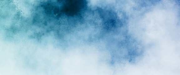 Aquarelle painted textured canvas design, abstract blue watercolor splash background, texture of watercolor, sky clouds landscape light background. hand drawn sky computer draw background.