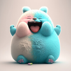  laughing chubby bunny. cute fluffy rabbit. Cartoon character design, Chinese New Year, Lunar New Year, Chines zodiac animal.