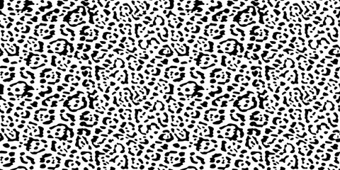 Vector leopard background. Seamless pattern print black and white repeating texture - 558868838