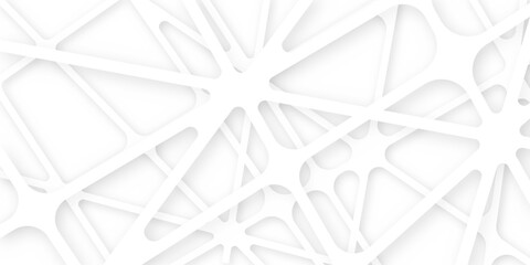 Abstract of white architectural structure pattern, Concept of future design .Creative and geometric shape with white luxury pattern and paper texture design in illustration with white line background 