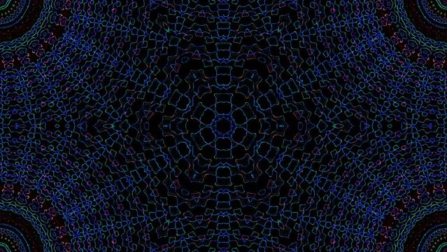 Abstract background moving stripes and flashing with shining light dots. Animation with circles	