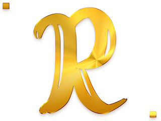 Letter R Vintage Gold Color Royal Alphabetic Logo Transparant PNG