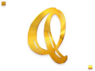 Letter  Q Vintage Gold Color Royal Alphabetic Logo Transparant PNG