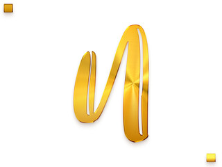 Letter N Vintage Gold Color Royal Alphabetic Logo Transparant PNG