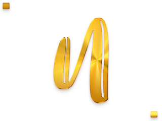 Letter N Vintage Gold Color Royal Alphabetic Logo Transparant PNG