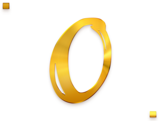 Letter O Vintage Gold Color Royal Alphabetic Logo Transparant PNG