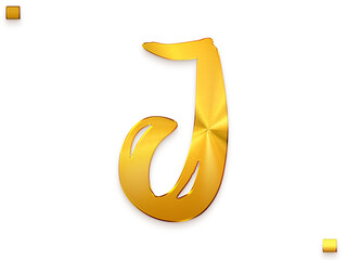 Letter J Vintage Gold Color Royal Alphabetic Logo Transparant PNG