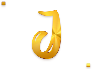 Letter J Vintage Gold Color Royal Alphabetic Logo Transparant PNG