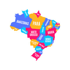 Brazil Regions Map Vector Illustration