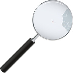 Cape Verde map with flag in magnifying glass.