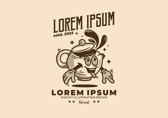 Mascot character illustration design of teapot