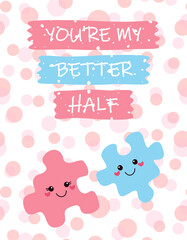 Cute romantic vector card on Valentine's Day