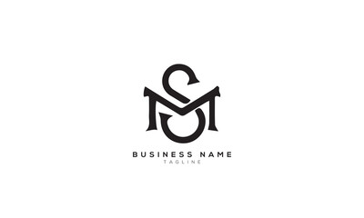 SM, MS, Abstract initial monogram letter alphabet logo design