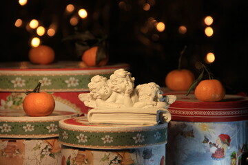 still life with christmas decorations