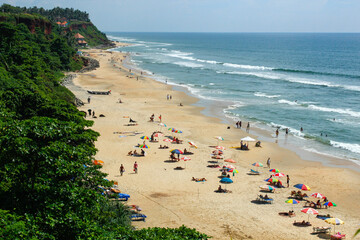 Main beach in Varkala, Kerala. India