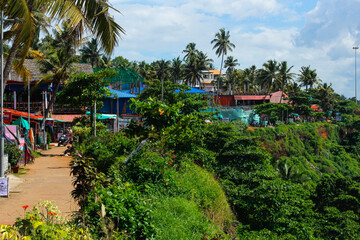 Fototapeta na wymiar Center of Varkala, Varkala Cliff. Kerala, India