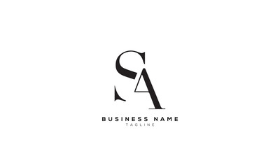 SA, AS, Abstract initial monogram letter alphabet logo design