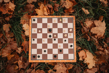 Chess in the autumn landscape