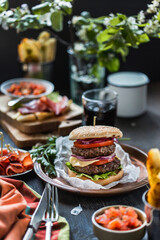 tasty burger on the table