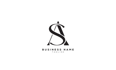 SA, AS, Abstract initial monogram letter alphabet logo design