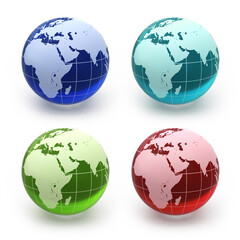 3d render Multi Colored Glass World render (isolated on wh,te and clipping path)