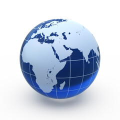 Blue Glass World render (isolated on wh,te and clipping path)