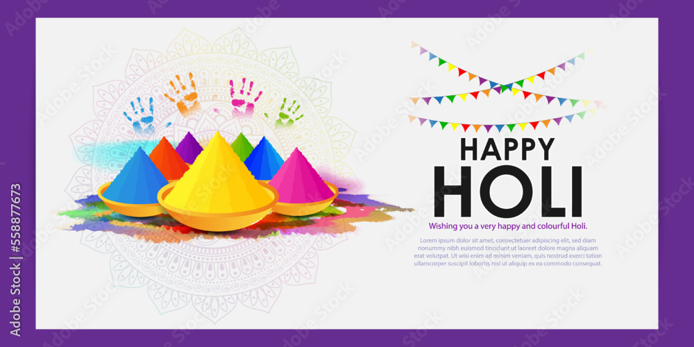 Poster Vector illustration of Happy Holi festival greeting Festival of Colors