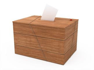 3d render ballot box (clipping path)
