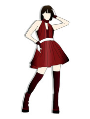 beautiful kpop idol image with elegant pose, editable colorful vector illustration eps.10