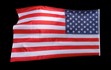 Fototapeta premium American flag on black. USA flag on a black background.
