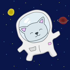 Cat in a spacesuit in space