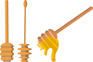 honey wooden spoon dipper set illustration