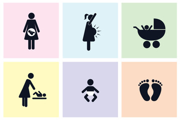 pictogram set with pregnant woman and baby icon