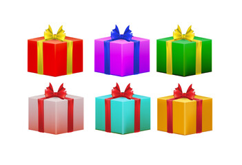 Present box colorful collection isolated.