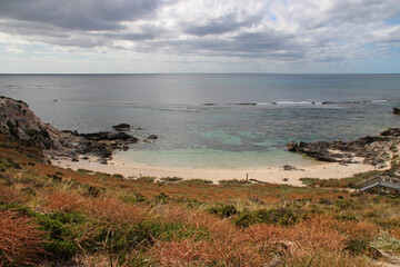 Obraz premium indian ocean at little armstrong bay rottnest island in australia