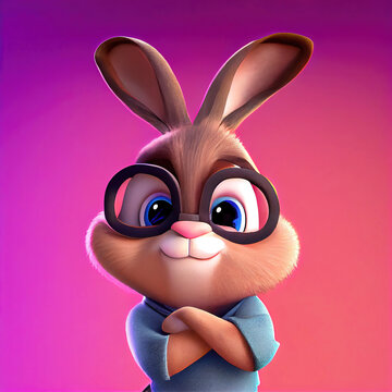 super cute white bunny, cartoon character design in Pixar style