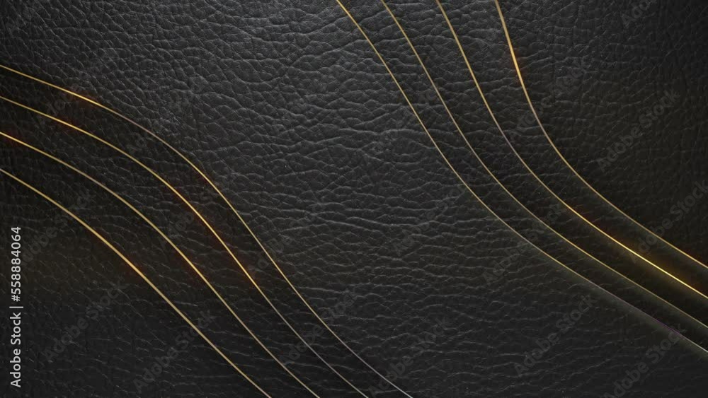 Poster 3d rendering loop luxurious animation of layers of dark leather with gold border