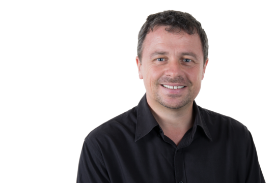 handsome man smiling happy middle aged with a beard transparent png background image - Powered by Adobe