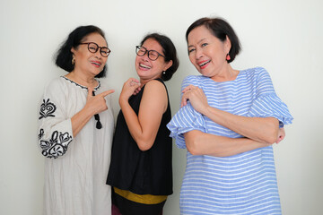 Three elderly female siblings, getting together for a group photo