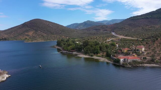 Lake Bafa. Aerial View. Turkey. Orbiting