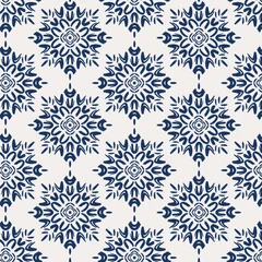Fotobehang Vector Seamless Repeat Moroccan Turkish Tile Wall Floor Pattern Mandala Floral Flower Hand Drawn © MiniCherie