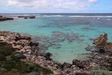 indian ocean at little salmon bay at rottnest island in australia