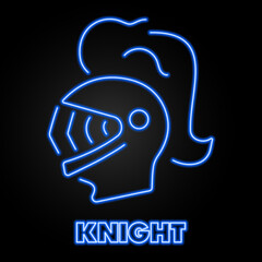 knight neon sign, modern glowing banner design, colorful modern design trends on black background. Vector illustration.