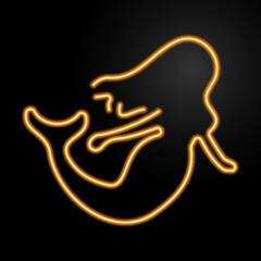 mermaid neon sign, modern glowing banner design, colorful modern design trends on black background. Vector illustration.