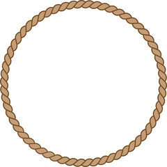 Vintage circle rope frame, brown string border isolated on transparent background, PNG illustration, clip art