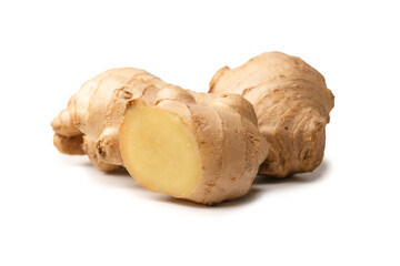 Ginger root isolated on white background.